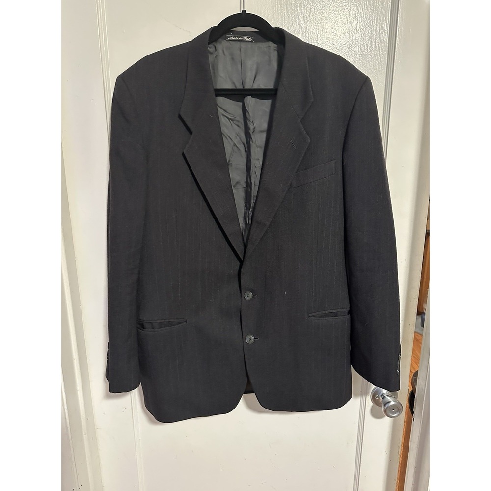 Mani by Giorgio Armani Mens Blazer Jacket Size 44R Dark Gray Virgin Wool  Coat